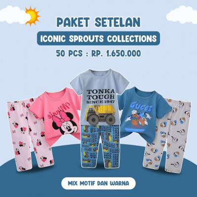 PAKET SETELAN ICONIC SPROUTS COLLECTIONS ISI 50 PCS